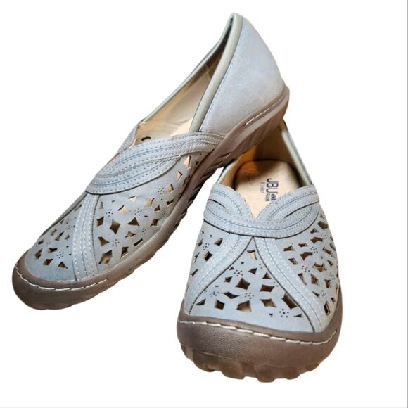 Jambu Pecan Loafer Flat Denim Leather Sneakers Blue Slip On Perforated Shoes 8 W - Picture 3 of 16